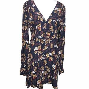 Sanctuary Navy Blue Floral V-neck Dress Size Small